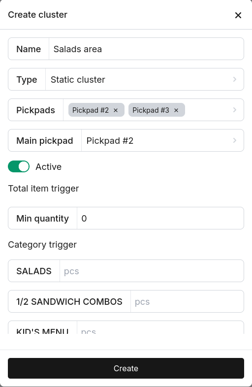 Cluster creation