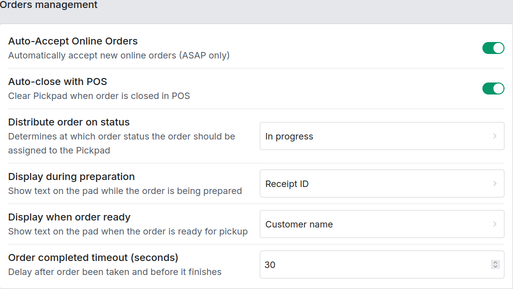 Orders management