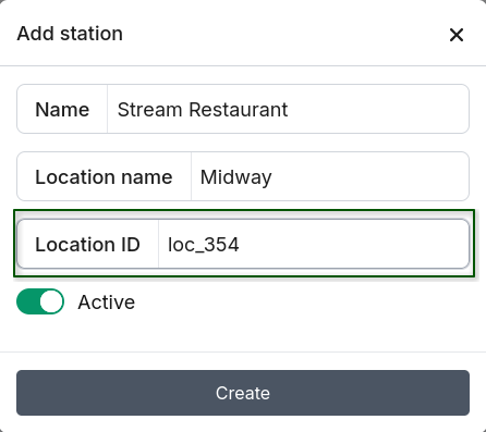 Stream station Location ID field